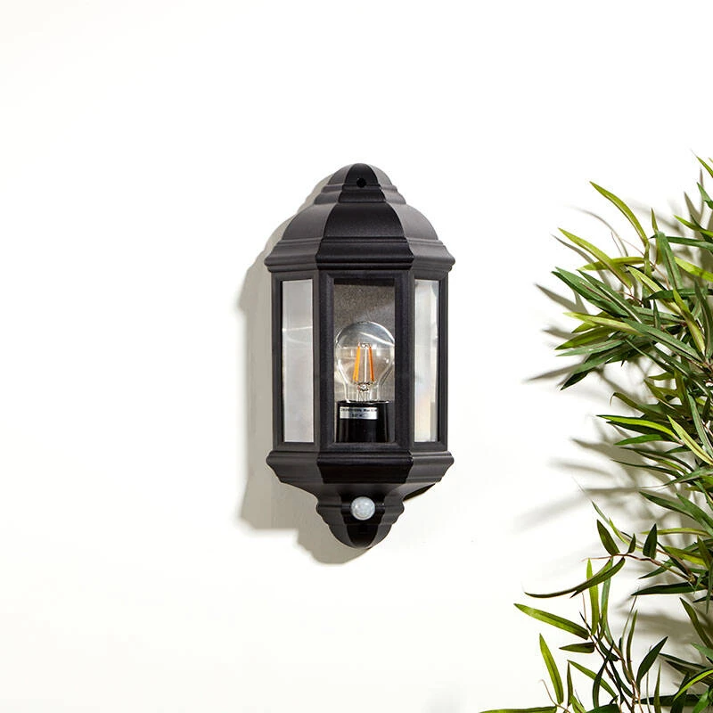 Image of Edit Coastal Newquay Half Lantern Outdoor Wall Light with PIR Sensor