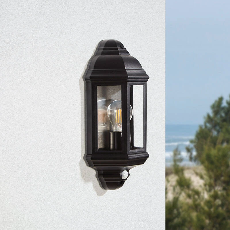 Image of Edit Coastal Newquay Half Lantern Outdoor Wall Light with PIR Sensor
