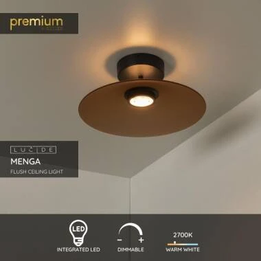 Image of Lucide Menga LED Glass Semi-Flush Ceiling Light