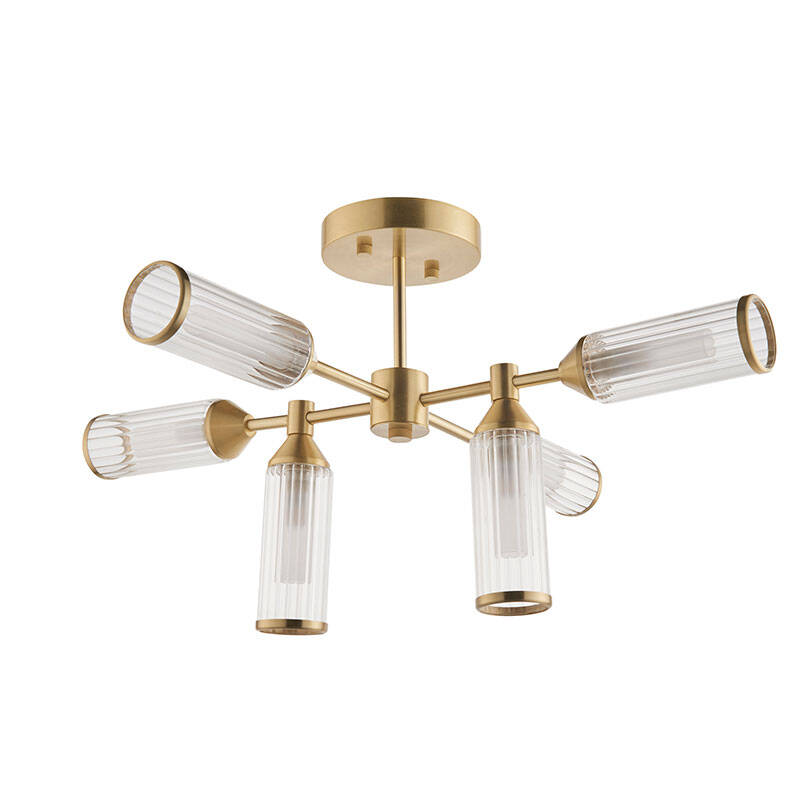 Image of Luxia Flute 6 Arm Glass Semi-Flush Ceiling Light
