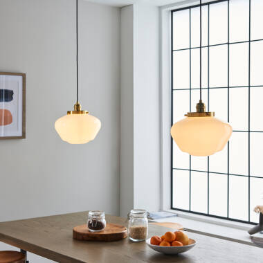 Image of Luxia Harpenden Opal Glass Ceiling Pendant Light