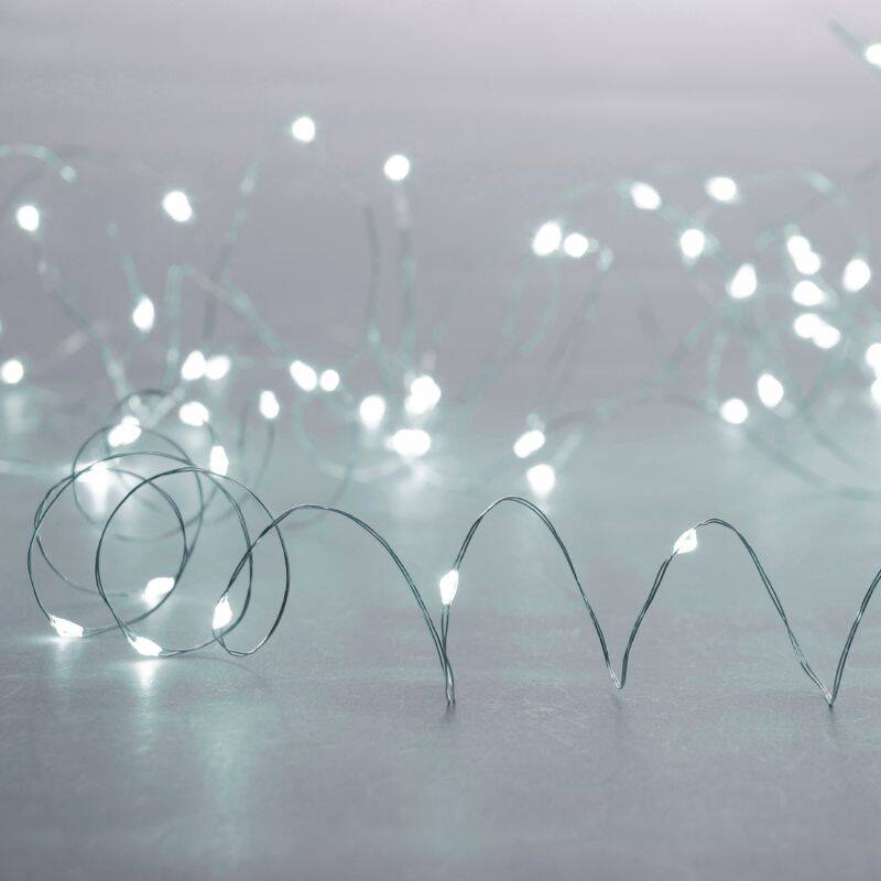 Image of 9.95M Battery Operated Warm White LED Silver Micro Wire Fairy Lights