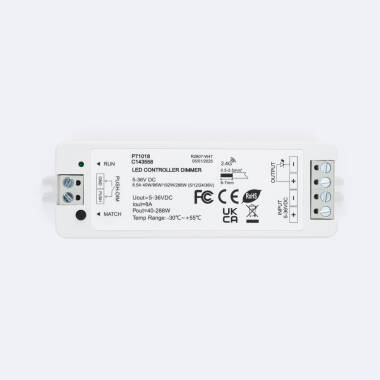 5/12/24/36V DC Monochrome LED Strip Dimmer Controller compatible with RF Push Button Controller