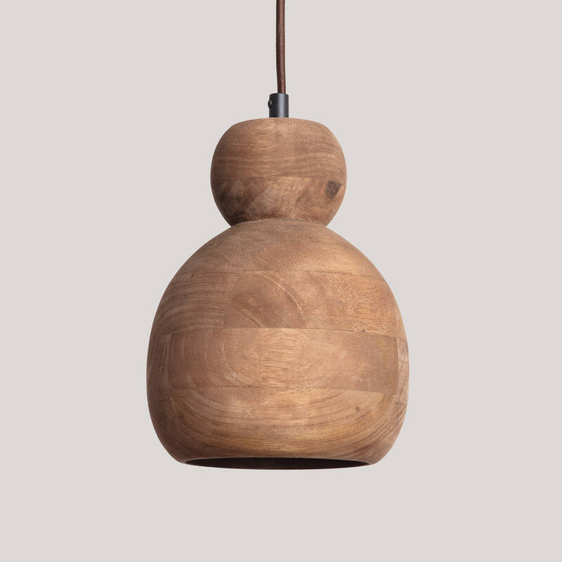 Image of Iluzzia Dallas II Wood Ceiling Pendant Light