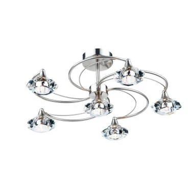 Dar Luther 6 Arm Semi-Flush Ceiling Light