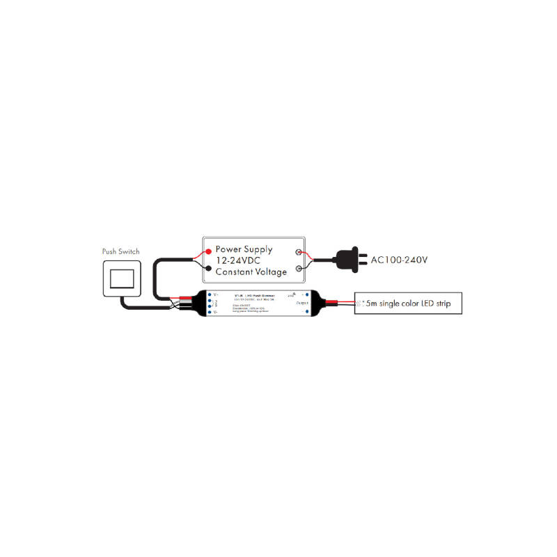 Image of Mini RF Controller for 12/24V DC Monochrome LED Strips with Push-button Dimmer