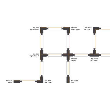 Image of Three Circuit Track Light Right Side L Shaped Connector
