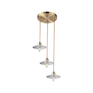 Image of Wisteria Notting Clear Glass 3 Light Cluster Ceiling Pendant