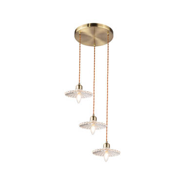 Image of Wisteria Notting Clear Glass 3 Light Cluster Ceiling Pendant