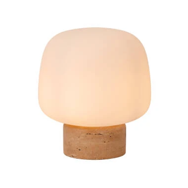 Lucide Anston Glass and Stone Travertine Table Lamp