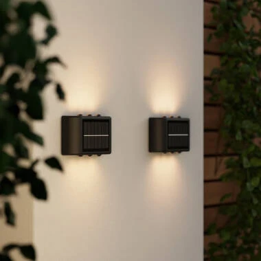 Suri Mini Trio Solar LED Outdoor Up & Down Wall Light - Black