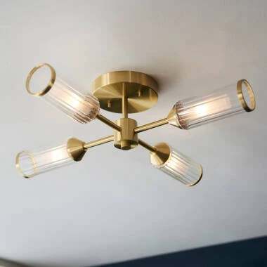 Luxia Flute 4 Arm Glass Semi-Flush Ceiling Light
