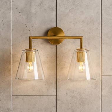 Westport Knurl Glass Twin Wall Light