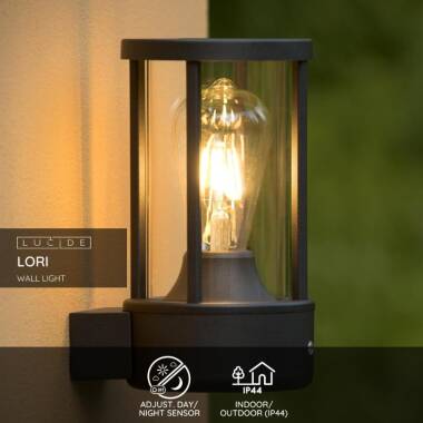 Image of Lucide Lori Outdoor Wall Light with Dusk to Dawn Sensor