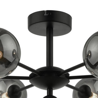 Image of Dar Cohen 7 Arm Semi-Flush Ceiling Light With Smoked Glass