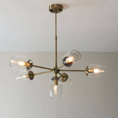 Image of Luxia Mells 6 Arm Glass Ceiling Pendant Light