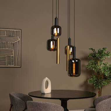 Image of Lucide Joanet 6 Light Glass Cluster Ceiling Pendant
