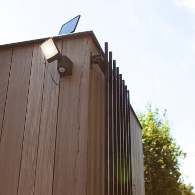 Image of Lutec Sunshine 11W 800Lm Daylight LED / Solar IP54 Floodlight with PIR Movement Sensor