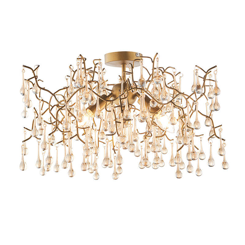 Image of Luxia Rain Glass Semi-Flush Ceiling Light