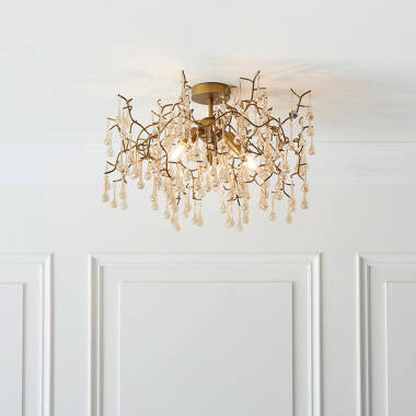 Image of Luxia Rain Glass Semi-Flush Ceiling Light