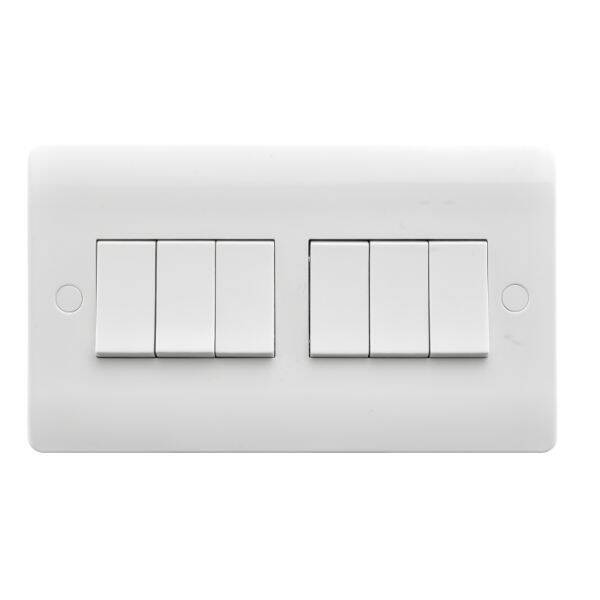 Image of Envirolight Verve 6 Gang Two Way Rocker Switch