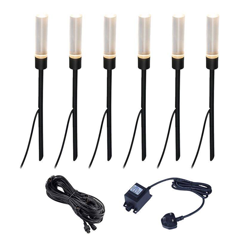 Image of Easyfit 12V Garden Lights - Snowdrop LED Outdoor Garden Feature Stake Light Kit - 6 Lights