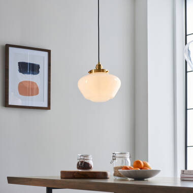 Image of Luxia Harpenden Opal Glass Ceiling Pendant Light