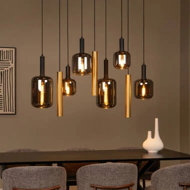 Image of Lucide Joanet 9 Light Glass Bar Ceiling Pendant