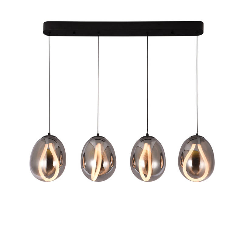 Image of Edit Melanie 4 Light LED Smoked Glass Bar Ceiling Pendant Light