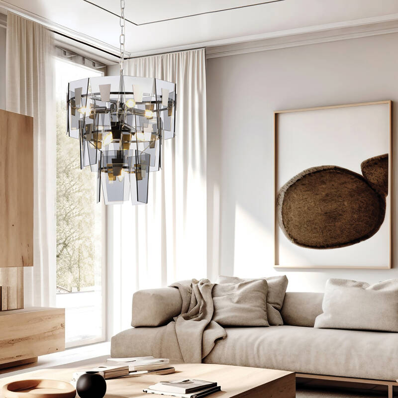Image of Edit Isabella 6 Light Smoked Glass Chandelier