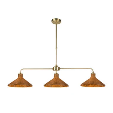 Image of Wisteria Mabel Rattan 3 Light Bar Ceiling Pendant