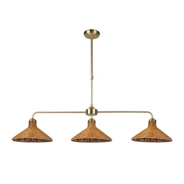 Image of Wisteria Mabel Rattan 3 Light Bar Ceiling Pendant
