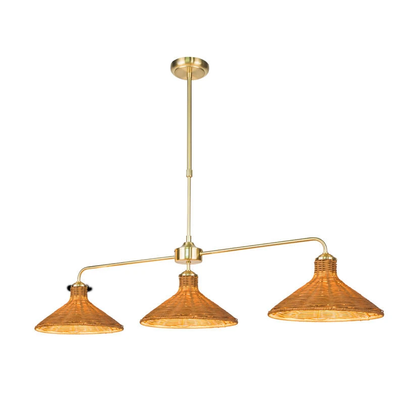 Image of Wisteria Mabel Rattan 3 Light Bar Ceiling Pendant