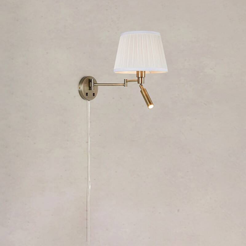 Image of Pivot Wall Light with LED Reading Light and Plug