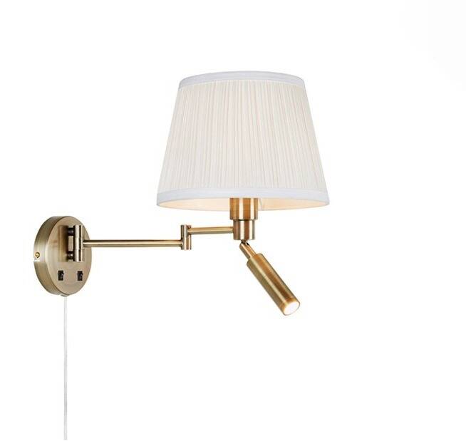 Image of Pivot Wall Light with LED Reading Light and Plug