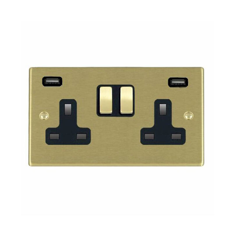 Image of Edit Hartland 2 Gang Double UK Socket with USB A Charging Ports