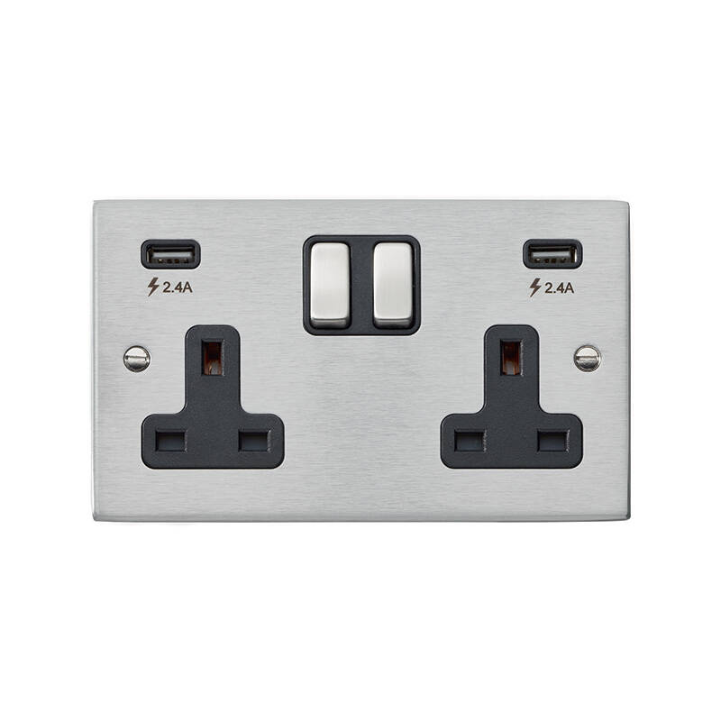 Image of Edit Hartland 2 Gang Double UK Socket with USB A Charging Ports