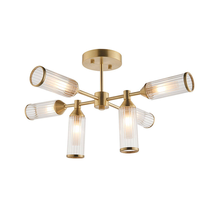 Image of Luxia Flute 6 Arm Glass Semi-Flush Ceiling Light