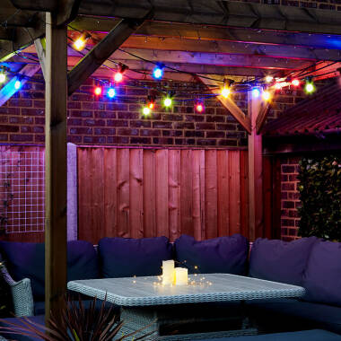 Image of Edit 7M Weatherproof Connectable Festoon Lighting - 10 Black Bulb Holders