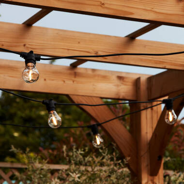 Image of Edit 7M Weatherproof Connectable Festoon Lighting - 10 Black Bulb Holders