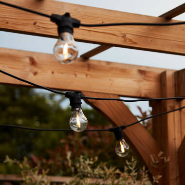 Image of Edit 7M Weatherproof Connectable Festoon Lighting - 10 Black Bulb Holders
