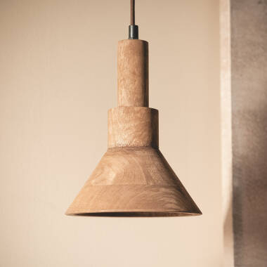 Image of Iluzzia Dallas Wood Ceiling Pendant Light