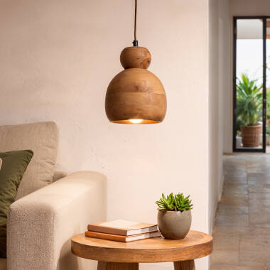 Iluzzia Dallas II Wood Ceiling Pendant Light