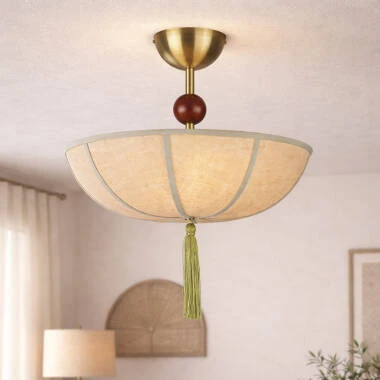 Image of Wisteria Vanta Linen Semi-Flush Ceiling Light