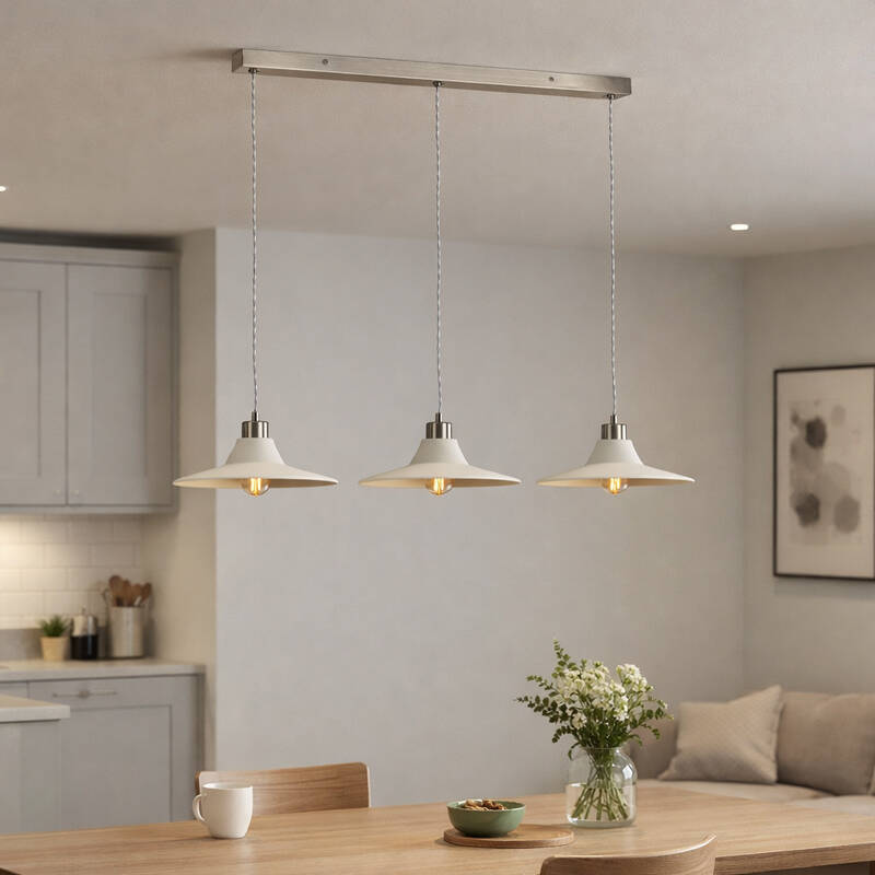 Image of Khudi & Khora Olive 3 Light Ceramic Bar Ceiling Pendant Light