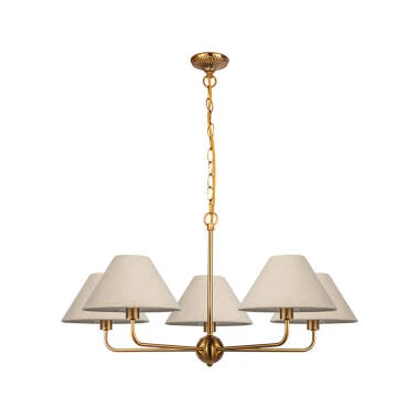 Image of Wisteria Vitra 5 Arm Linen Ceiling Pendant Light