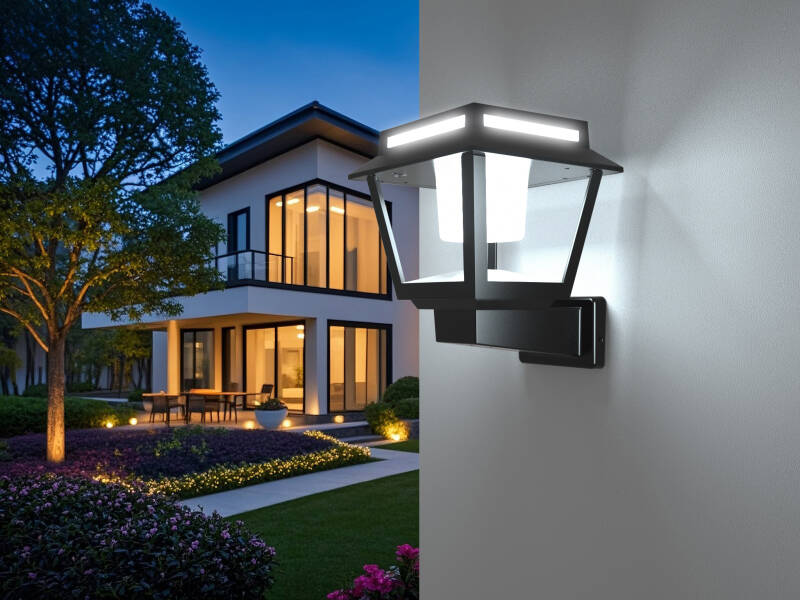 Image of Suri Tower 15W Solar LED Outdoor Lantern Wall Light