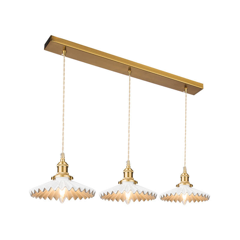 Image of Wisteria Tiffany 3 Light Ceramic Bar Ceiling Pendant