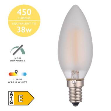 Image of Dar 4W 450lm LED Frosted Candle Bulb - Small Screw Cap
