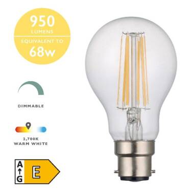 Image of Dar 8W 950lm Dimmable LED Decorative Filament GLS - Bayonet Cap